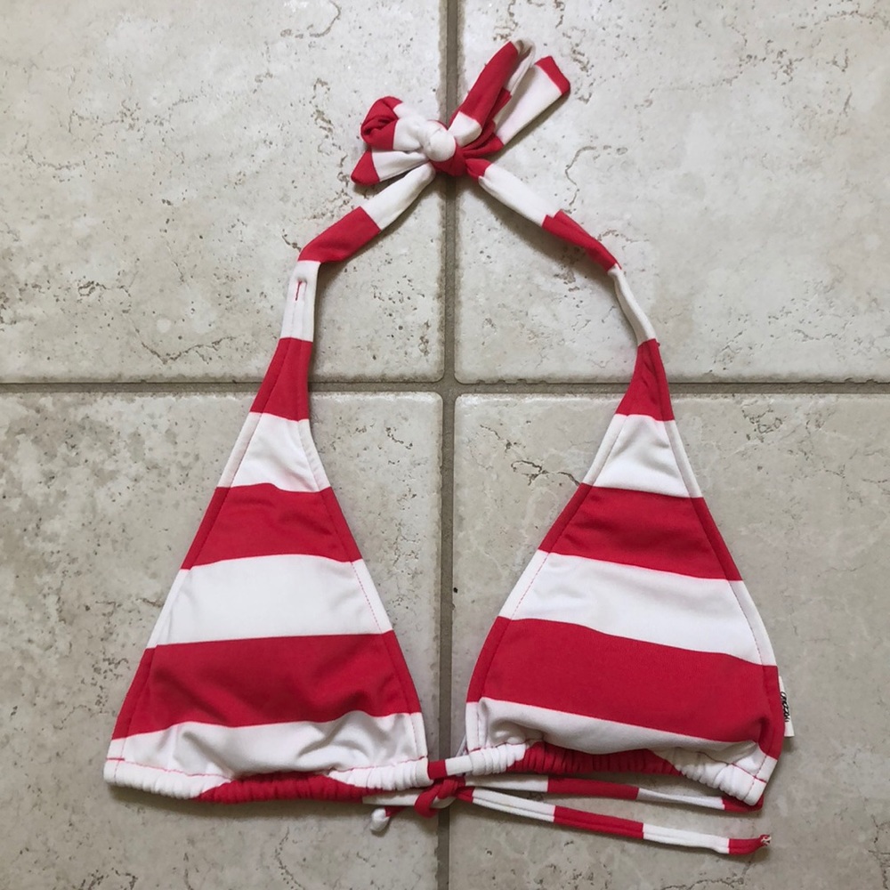 Pink and white stripped bathing suit top